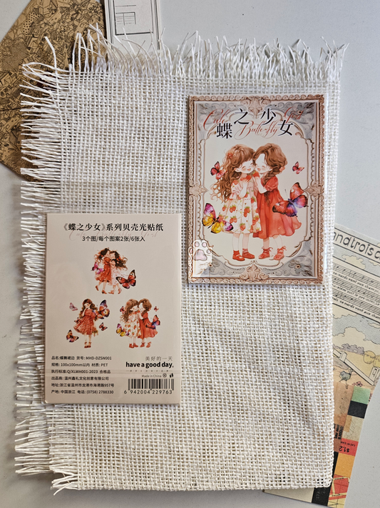 Cute girls with butterflies stickers